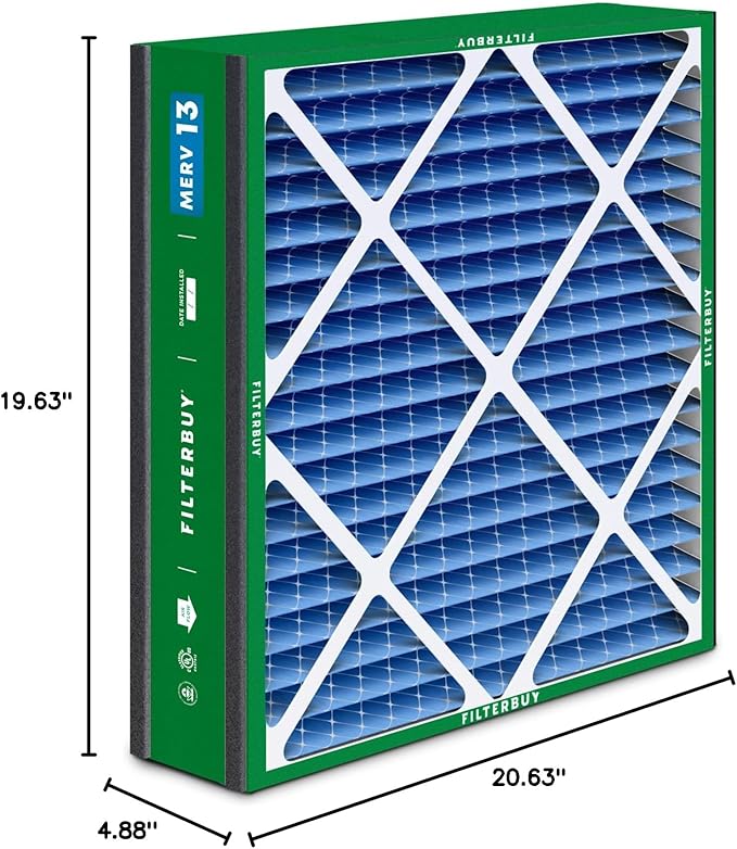 Filterbuy 20x20x5 Air Filter MERV 13 Optimal Smoke & Allergy Defense (2-Pack), Electrostatic Pleated HVAC AC Furnace Filters for Trion Air Bear 255649-103 & More (Actual Size: 19.63 x 20.63 x 4.88)