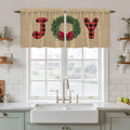 Red Green Christmas Kitchen Tier Curtains 24 Inch Long 2 Panel Set,Rod Pocket Cafe Small Window Curtains Over Sink,Xmas Botanical Winter Farmhouse Short Drapes for Bathroom Cabinet 27.5"W x 24"L