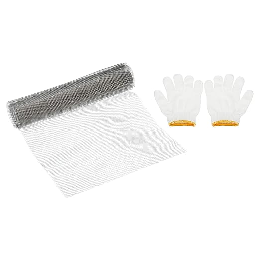 PATIKIL 40" L x 10" W Woven Wire Mesh, 16 Mesh 304 Stainless Steel Air Vent Filter Screen with Gloves for Window Security Vent Cover Filtration Animals Fence