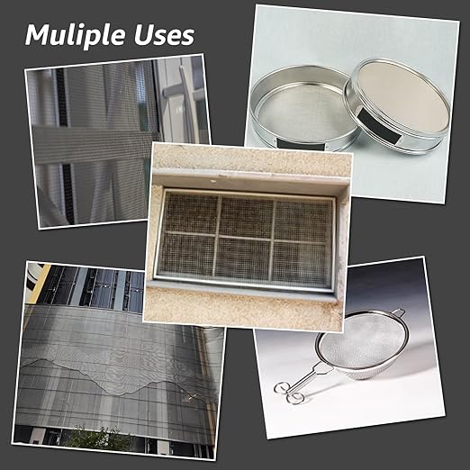4 Pack 12x16 Inch Wire Mesh, 20 Mesh Stainless Steel Mesh, Never Rust Sturdy Metal Mesh Screen for DIY Projects, Vent, Cage, Garden, Window Screen, Filter Mesh