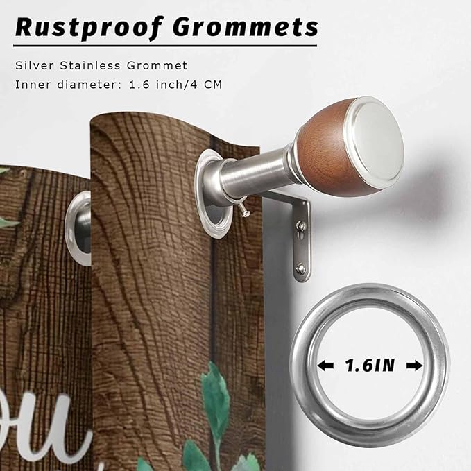 Summer Outdoor Curtains for Patio Sunflowers Eucalyptus Leaves Wood Waterproof Outside Curtains with Grommet Top Weatherproof Curtain for Cabana Pergola Gazebo, 1 Panel, 54" W x 95" L