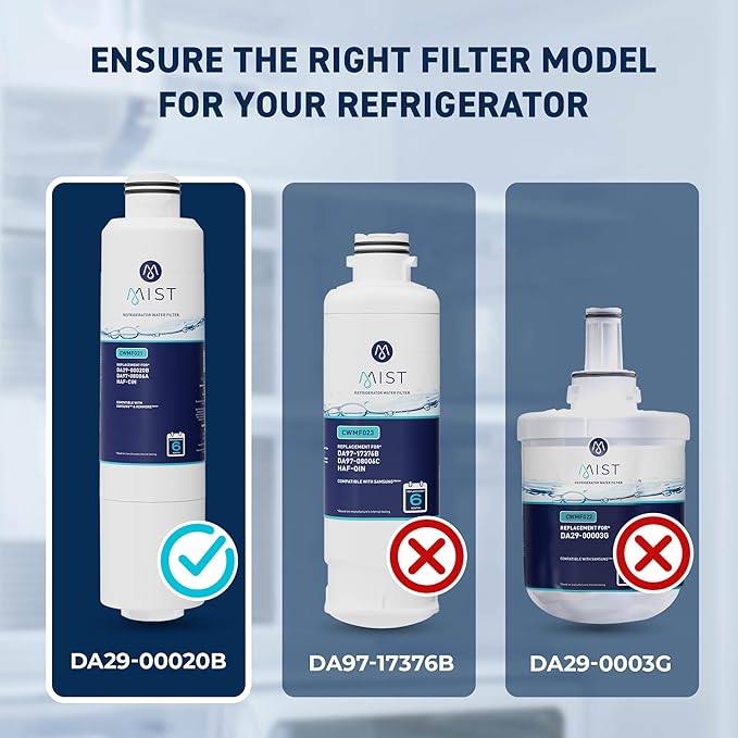 Mist HAF-CIN/EXP Refrigerator Water Filter Replacement for Samsung DA29-00020B, DA29-00020A, Kenmore 46-9101 – NSF 42 & 372 Certified – 3 Pack
