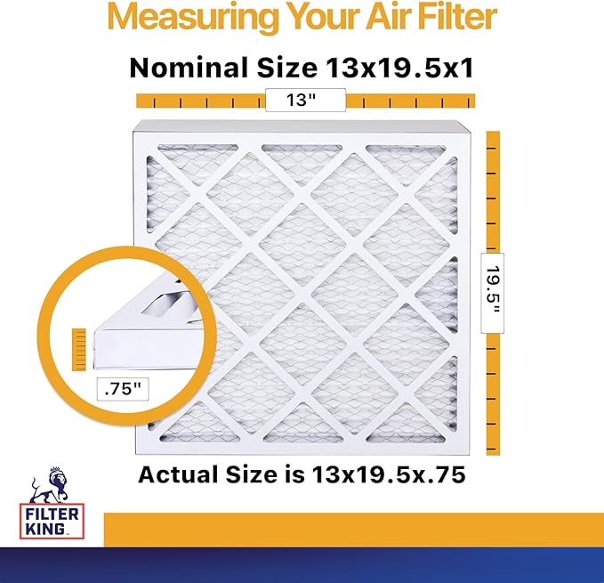 Filter King 13x19.5x1 Air Filter | 4-PACK | MERV 13 HVAC Pleated A/C Furnace Filter | MADE IN USA | Actual Size: 13 x 19.5 x .75"
