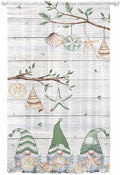 Sheer Curtains 84 Inches Long, Sage Green Gnomes Semi Sheer Curtains Light Filtering Window Treatment, Eucalypus Coastal Anchor Retro Wood Privacy Voile Drapes for Living Room Bedroom 52x84 Inch