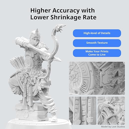 ANYCUBIC ABS-Like Resin 3.0, 3D Printer Resin with Enhanced Strength and Toughness, High Precision and Minimal Shrinkage, Wide Compatibility for All LCD Resin 3D Printers (White, 2kg)