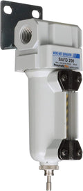 PneumaticPlus SAFD200-N02B-MEP Miniature Compressed Air Coalescing Filter, 0.01 Micron 1/4" NPT - Metal Bowl, Manual Drain, Bracket
