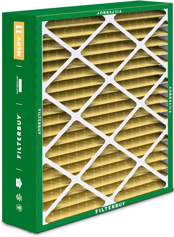 Filterbuy 21x24.5x5 Air Filter MERV 11 Superior Pet & Allergy Defense (2-Pack), Electrostatic Pleated HVAC AC Furnace Filters for Rheem, Ruud, and Protech (Actual Size: 20.63 x 24.13 x 4.38)