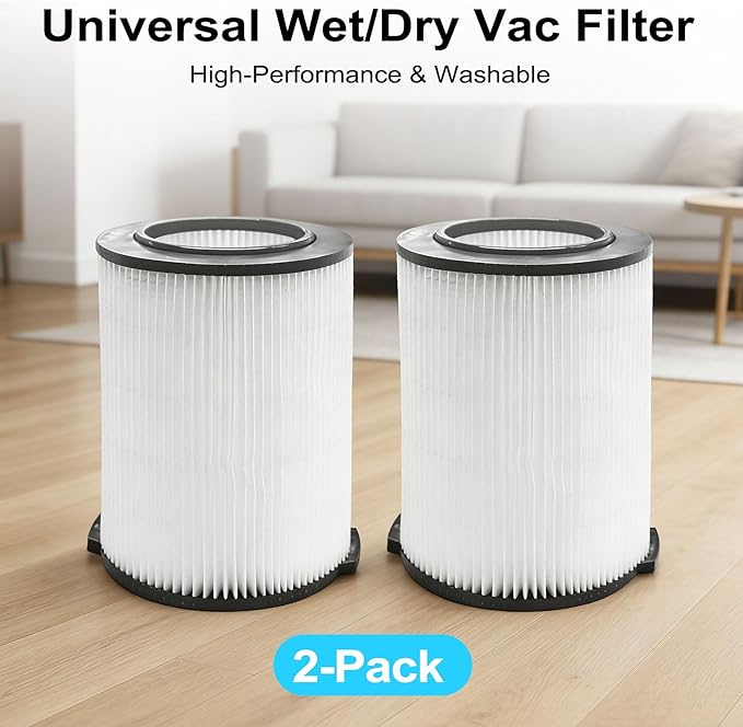 2-Pack VF4000 Replacement Filter for Rigid 72947 Standard Wet dry Vac 5 to 20 Gallon 6-9 Gal Husky Vacuum Compatible WD5500 WD0671 RV2400A RV2600B Vac