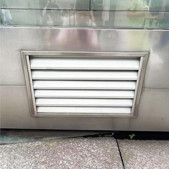 Heat Dissipation Louvered Vent Wall Gable Vents 304 Stainless Steel, Weather-Resistant Air Grille for Shed Barn Generator Box(8x8in/20x20cm)