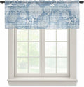 Haze Blue Retro Summer Sheer Valance Curtains, Sea Turtle Starfish Coral Ocean Light Filtering Kitchen Valances Rod Pocket Voile Curtain Window Treatment for Bedroom/Living Room/Basement 42Wx18L