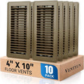 4" x 10" Floor Register Vent Covers 10-Pack, Walkable Powder-Coated Metal Vent Covers with Adjustable Airflow, Curved Safe Edges for Floor/Wall, Brown