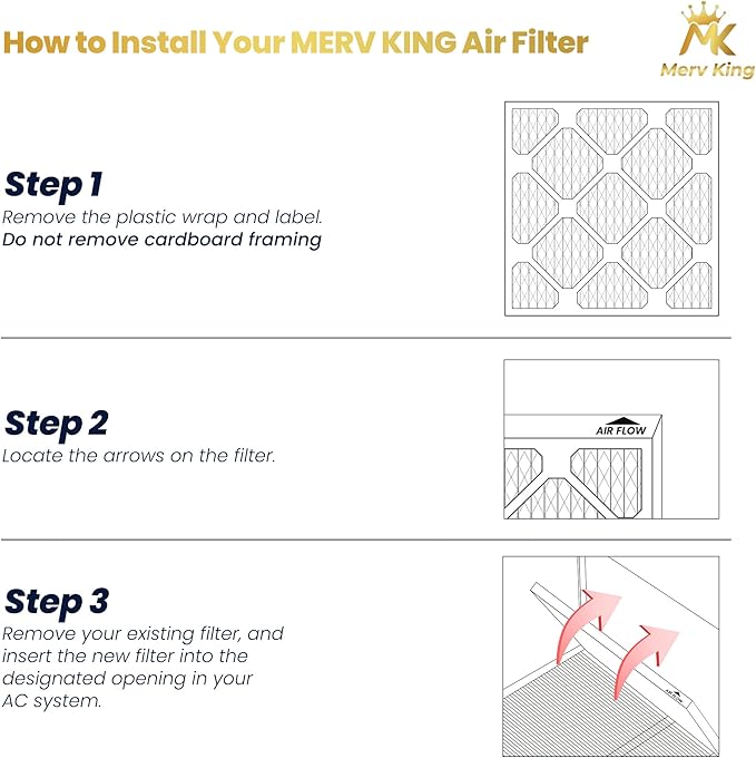 MervKing 16x20x1 Air Filter Actual Size: 15.7" x 19.7" x 0.75" MERV 13 MPR 1500-1900 | MADE IN USA | 4-Pack | Pleated HVAC AC Furnace Replacement