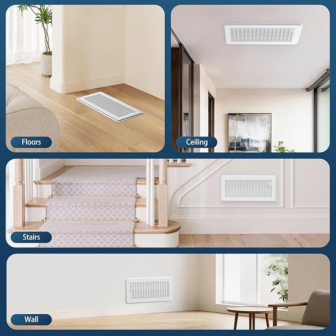 Magnetic Vent Covers with Vent Screen 7x13 Inch, White Mesh Vent Covers for Floor, Wall, Ceiling Air Vents to Block Dust, Pet Hair, Fits Standard HVAC Floor Registers in Home, RV, 3 Pack