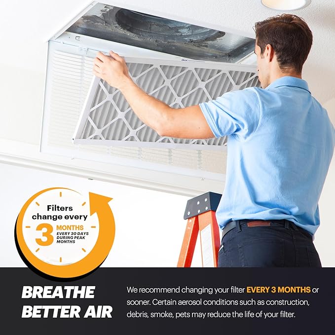 BNX 20x25x1 MERV 11 Air Filter 2 Pack - MADE IN USA - Electrostatic Pleated Air Conditioner HVAC AC Furnace Filters - Removes Dust, Mold, Pollen, Lint, Pet Dander, Smoke, Smog