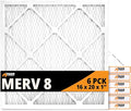 Tiger Tough 16x20x1 Air Filter MERV 8 MPR 600-800, High-Performance Pleated HVAC AC Furnace Filter Replacement for Home, 6-Pack