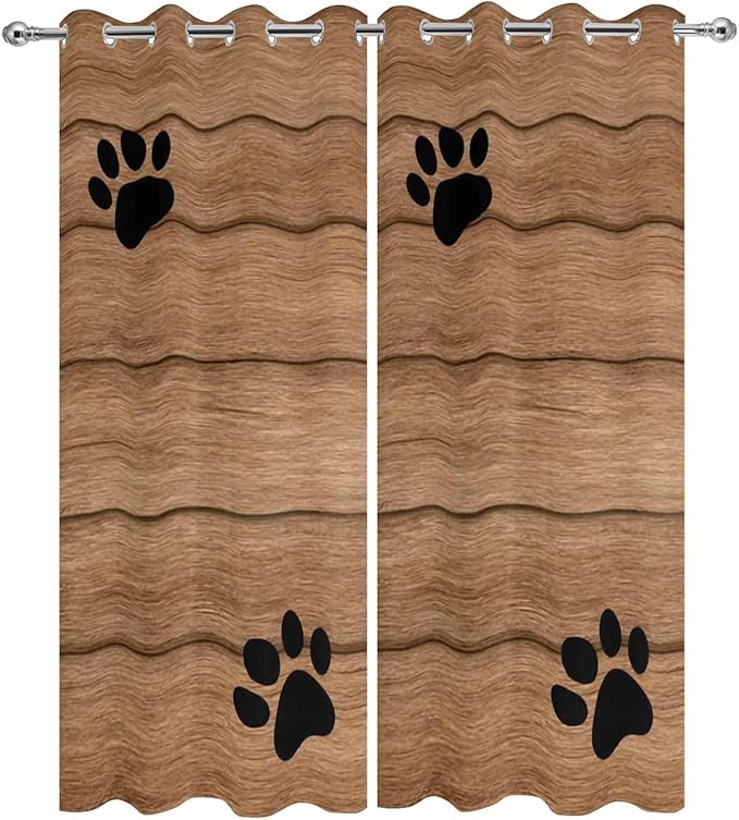 Wood Grain Outdoor Curtains for Patio Claws Animals Wooden Vintage Waterproof Outside Curtains with Grommet Top Weatherproof Curtain for Cabana Pergola Gazebo, 2 Pack, 54" W x 95" L
