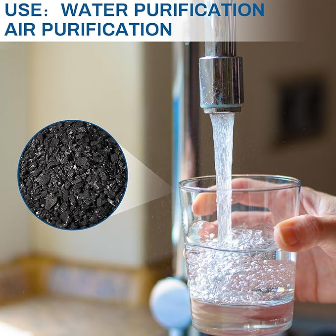 Timgle Bulk Water Air Filter Activated Charcoal Coconut Hull Granular Activated Carbon 10-18 Mesh Water Distiller Charcoal Filters Media for Filtration(6.6 Lbs)