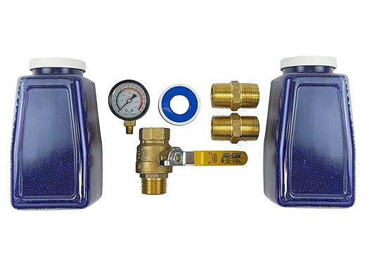 1" NPT Industrial (5-Stage) Moisture Removing Particulate Filter and Oil Removing Coalescing Filter and Two Desiccant Air Dryers and Air Pressure Regulator