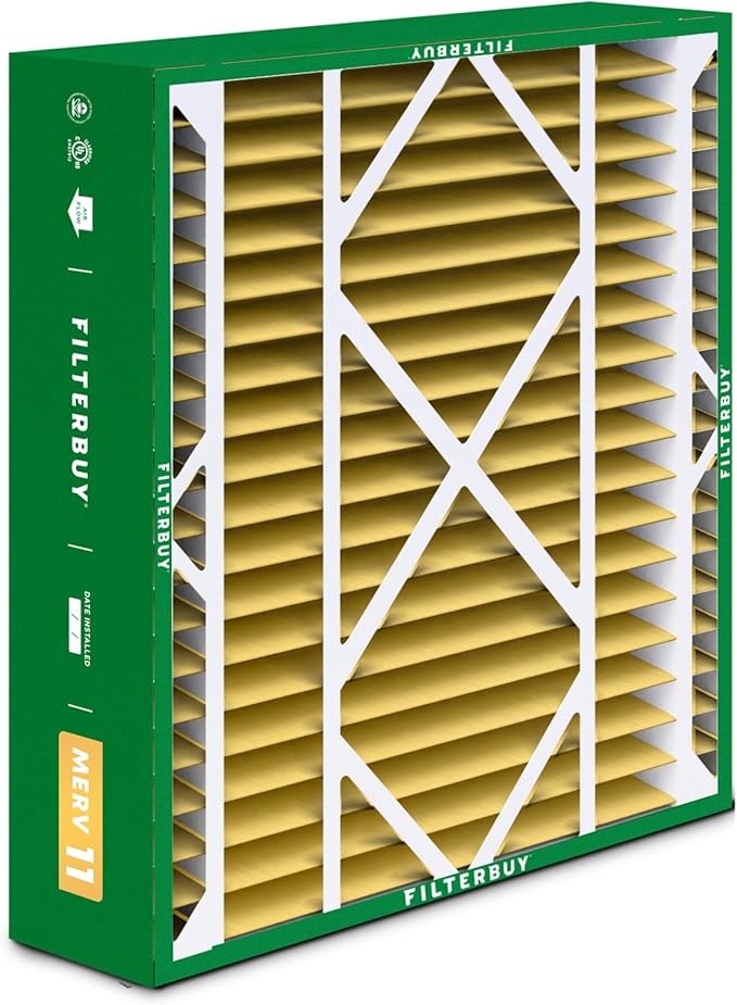 Filterbuy 21x24.5x5 Air Filter MERV 11 Superior Pet & Allergy Defense (2-Pack), Electrostatic Pleated HVAC AC Furnace Filters for Rheem, Ruud, and Protech (Actual Size: 20.63 x 24.13 x 4.38)