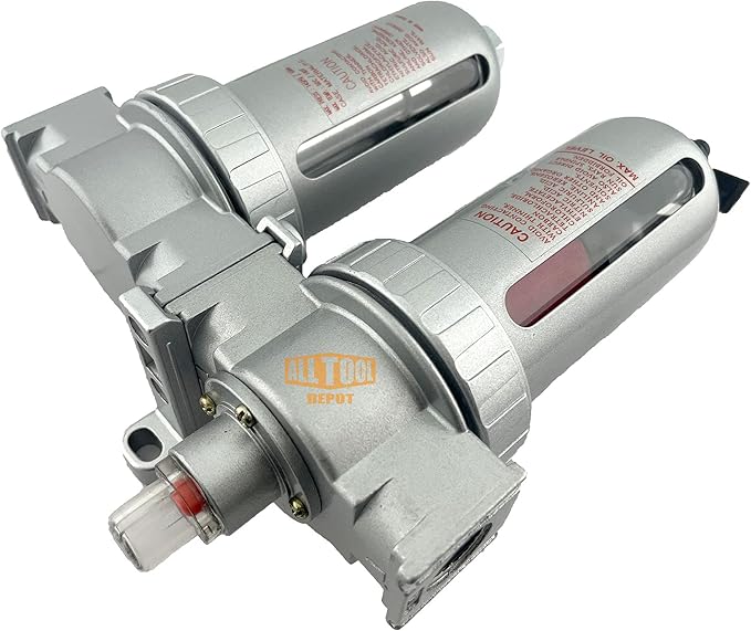 3/8" NPT MID FLOW 2 Stages Coalescing Filter Desiccant Dryer System For Compressed Air Lines, Poly Bowls, Great For Paint Spray And Plasma Cutter