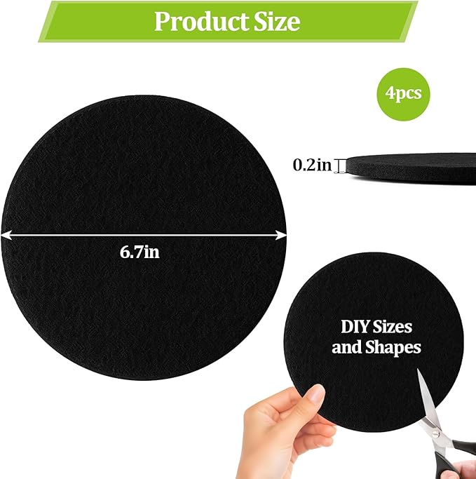 Charcoal Filters for Kitchen Compost Bin,4 Pack Compost Filters for Countertop Bin,Activated Carbon Replacement Filters for Kitchen Compost Bins,Round 6.7 Inch