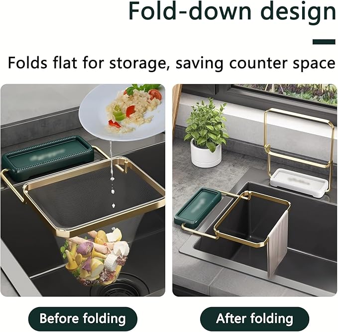 50Pcs Kitchen Residue Mesh Bag Sink Strainer Collapsible Food Catcher Square Bracket Corner Hanging Drain Basket Filter Screen Holder for Waste Green 2pcs