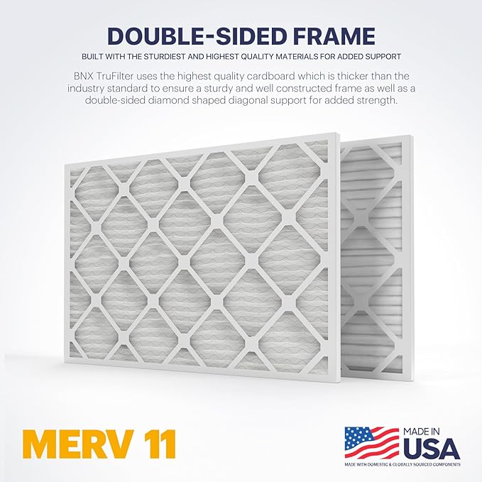 BNX TruFilter 16x30x1 Air Filter MERV 11 (4-Pack) - MADE IN USA - Allergen Defense Electrostatic Pleated Air Conditioner HVAC AC Furnace Filters for Allergies, Dust, Pet, Smoke, Allergy MPR 1200 FPR 7
