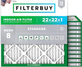 Filterbuy 22x22x1 Air Filter MERV 8 Essential Dust & Allergy Defense (12-Pack), Electrostatic Pleated HVAC AC Furnace Filters Replacement, Made in USA (Actual Size: 21.50 x 21.50 x 0.75)