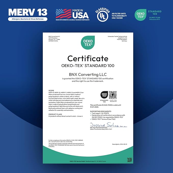 BNX TruFilter 14x18x1 Air Filter MERV 13 (12-Pack) - MADE IN USA - Electrostatic Pleated Air Conditioner HVAC AC Furnace Filters for Allergies, Pollen, Mold, Bacteria, Smoke, Allergen, MPR 1900 FPR 10