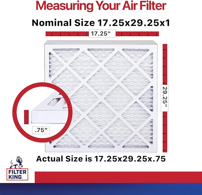 Filter King 17.25x29.25x1 Air Filter | 6-PACK | MERV 11 HVAC Pleated A/C Furnace Filters | MADE IN USA | Actual Size: 17.25 x 29.25 x .75"