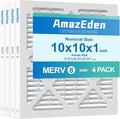 10x10x1 Air Filter 4 Pack MERV 8 Furnace HVAC AC Pleated Filters Dust Defense Replacement for Home Office MPR 600 FPR 5 (Exact Dimensions: 9.81x9.81x0.81 Inches)