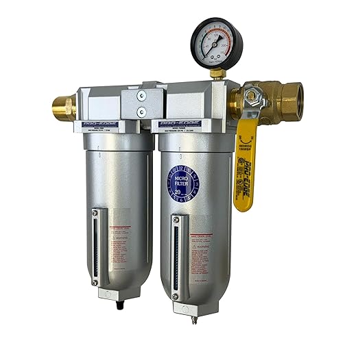 1" NPT Industrial (2-Stage) Moisture Removing Particulate Filter Water Separator and Oil, Moisture Vapor Removing Coalescing Filter for Compressed Air