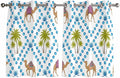 2 Panel Kitchen Cafe Curtains, Camels Palm Trees Sunlight Filtering Nature Air Through, Home Decor Window Covering Tier Curtains for Living Room 104W x 52L inch Tropical Desert Animal Plants Polka Dot