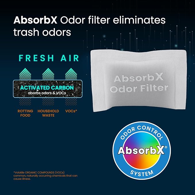 iTouchless 2-Pack AbsorbX Deodorizers Absorbs, Natural Activated Carbon, Biodegradable, for use with 8 Gallon and Larger Trash Cans with Odor Filter Compartment