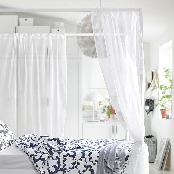 Non-See-Through Privacy White Sheer Curtains 96 inches Long 2 Panels, 52" Wide Rod Pocket Window Curtains & Drapes for Living Room Home Office Patio Sliding Door Bedroom Dining Room