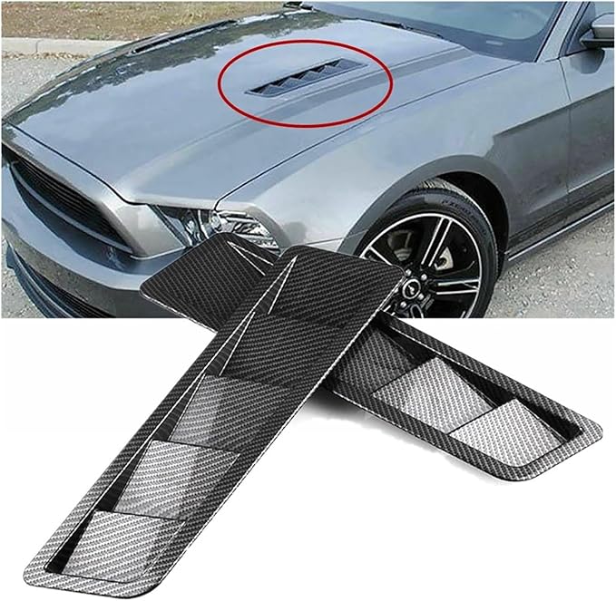 2Pcs Car Hood Vent Trim Louver Air Flow Intake Universal Compatible For Ford Compatible For Honda SUV Offroads(Black)