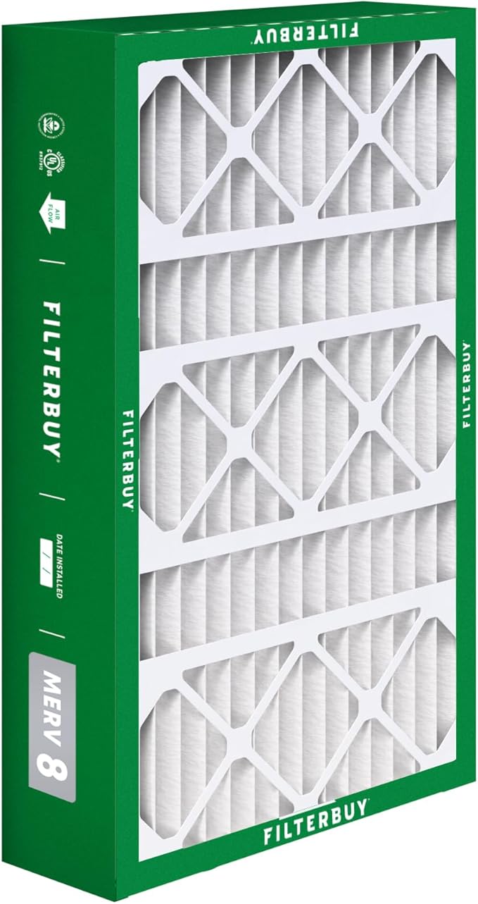 Filterbuy 15.75x27.63x3.50 Air Filter MERV 8 Essential Dust & Allergy Defense (4-Pack), Pleated HVAC AC Furnace Filters for AprilAire Space-Gard 104 & 2140 (Actual Size: 15.69 x 27.56 x 3.50)