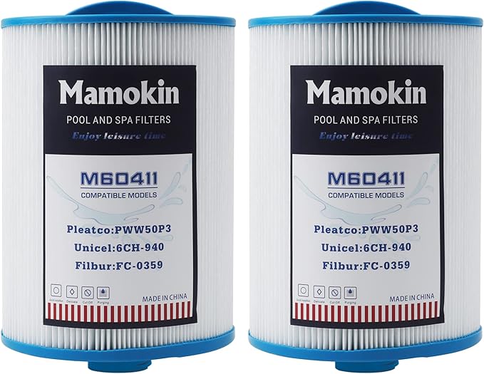 PWW50 Spa Filter, Replaces 6CH-940，Filbur FC-0359, 817-0050, 25252, 03FIL1400, PWW50P3(NOT PWW50P4), (1 1/2" Coarse Thread), Waterway Front Access Skimmer, SAE Thread Hot Tub Filter 2 Pack