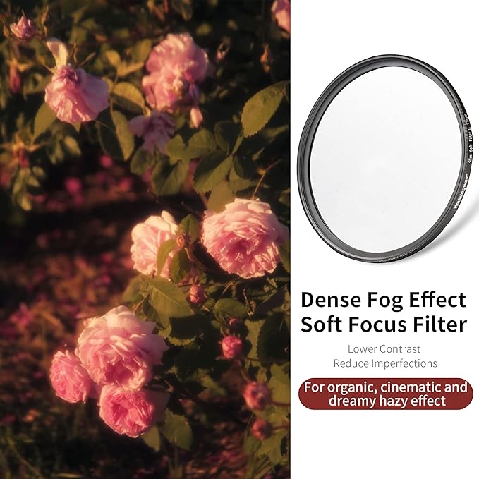 Walking Way 86MM White Mist Diffusion Filter - Stronger Soft Focus Circular Lens Filter - Dreamy Fog Effect Softening Camera Diffuser for Digital DSLR Camera (Medium-Soft 2, 86MM)