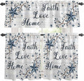 Kitchen Curtains Tiers and Valance Set of 3, Farmhouse Light Filtering Window Curtain Set, Blue Country Texas Star Vintage Berries Wooden Rod Pocket Curtain Drapes for Living Room, 24 Inches Tiers