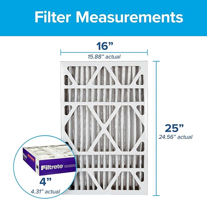 Filtrete 16x25x4 AC Furnace Air Filter, MPR 1550, MERV 12, Fits Lennox & Honeywell, CERTIFIED Asthma & Allergy Friendly, Electrostatic Air Cleaning Filter, 4-Pack (actual size 15.88 x 24.56 x 4.31)