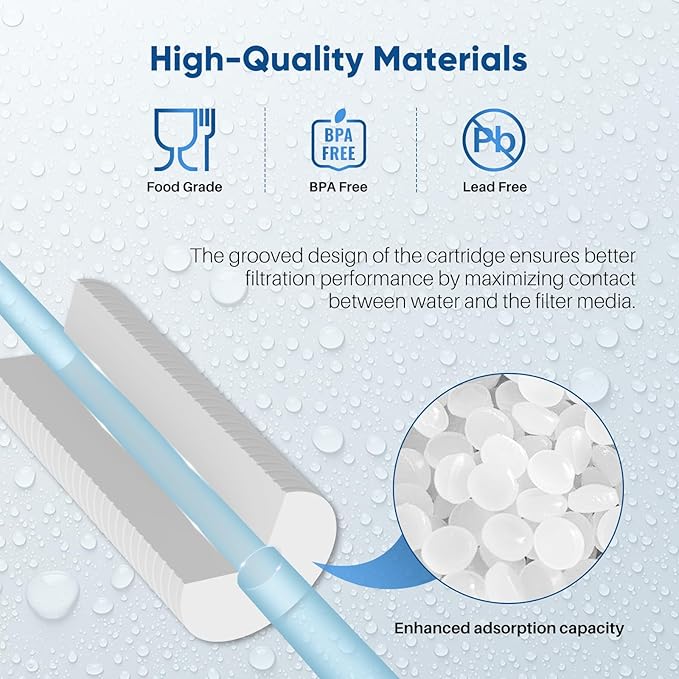 PUREPLUS 5 Micron 10" x 2.5" Whole House Grooved Sediment Home Water Filter, Replacement Cartridge for Any 10 inch RO Unit, AO-WH-PREV-R2, AP110, WHKF-G05, AB-SGR5M, GXWH20S, WFPFC5002, CFS10, 2Pack