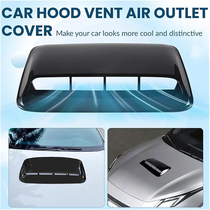 Universal Hood Vent Air Outlet Cover Compatible For Infiniti And Mazda Compatible For Tesla Hood Scoop Air Flow Intake Vent Cover