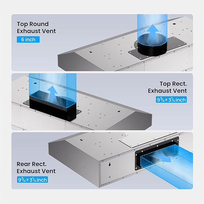 Under Cabinet Range Hood 30 Inch, 980CFM Fast Venting Ducted, Kitchen Hood With 3 Speed Gesture Sensing & Touch Control, Stainless Steel Stove Vent Hood With LED Light And 2 Baffle Filters
