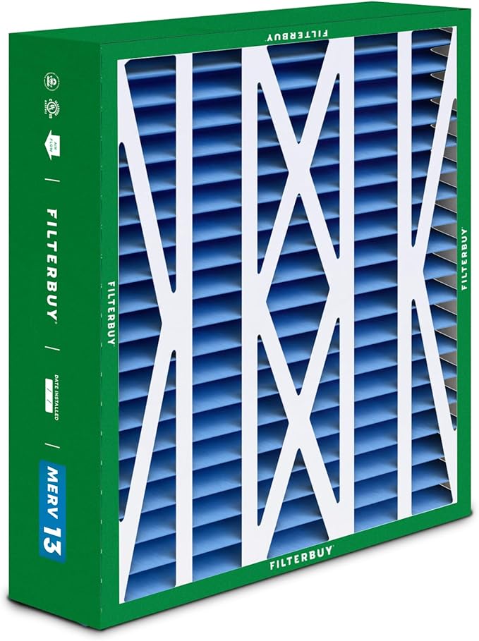 Filterbuy 17.5x21x5 Air Filter MERV 13 Optimal Smoke & Allergy Defense (2-Pack), Electrostatic Pleated HVAC AC Furnace Filters for Rheem, Ruud, and Protech (Actual Size: 17.13 x 20.63 x 4.38)