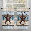 Vintage Western Star on Wood Grain Window Valance Curtains, Retro Wooden Texture Light Filtering Kitchen Valance with 3-inch Rod Pocket for Living Room Bathroom Bedroom,2 Panel,27.5x45In