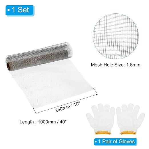 PATIKIL 40" L x 10" W Woven Wire Mesh, 14 Mesh 304 Stainless Steel Air Vent Filter Screen with Gloves for Window Security Vent Cover Filtration Animals Fence