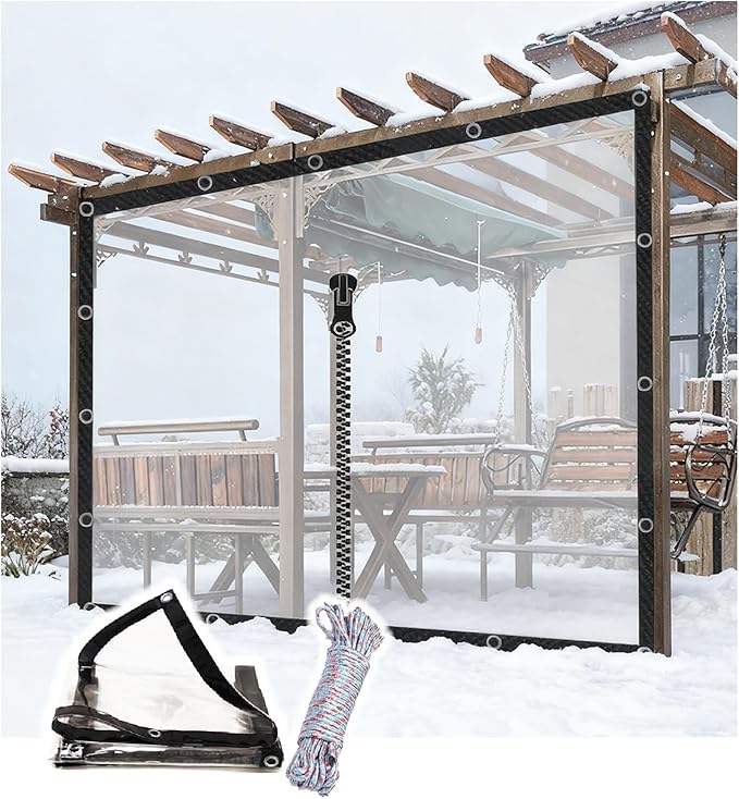 Curtain Patio Enclosure, Water Proof PVC Curtains for Gazebos with Zip, Transparent Outdoor Tarps for Patio Enclosure, Camping, Porch(2x2.5m)