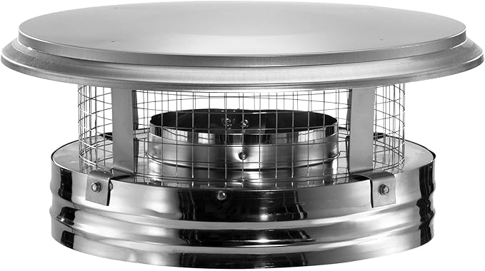 DuraVent DuraPlus 15 Inch Triple Wall Stainless Steel Round Chimney Cap with Removable Screws and Spark Arrestor Screen, Silver