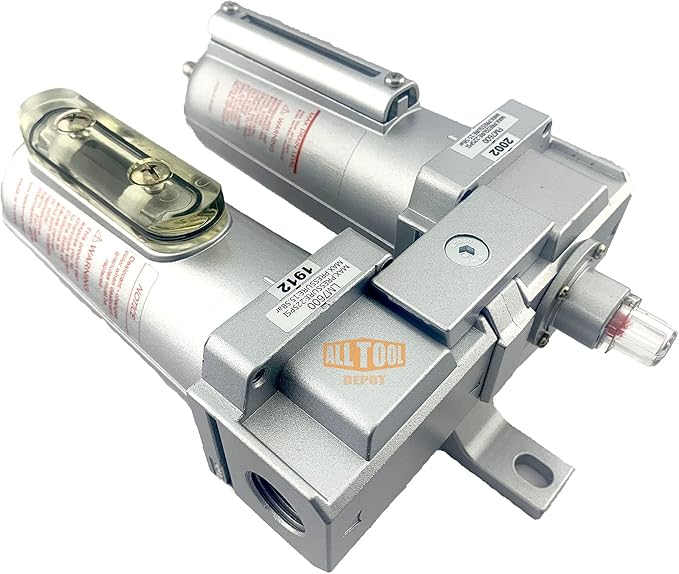 1/2" NPT HEAVY DUTY Industrial Grade 2 Stages Coalescing Filter Desiccant Dryer System For Compressed Air Lines, Metal Bowls, Great For Paint Spray And Plasma Cutter